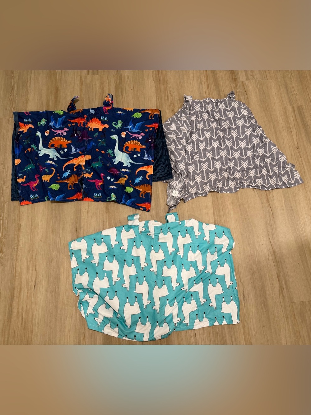 Lot of 3 Baby Car Seat & Nursing Covers Llama Dinosaur Arrow